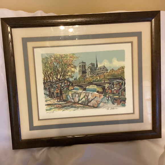 Le Blanc color Lithograph 243 of 250 Notre Dame picture wall art watercolor